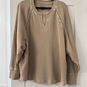 American Eagle Outfitters Beige Waffle Knit Sweatshirt. ‘Seriously lived in’